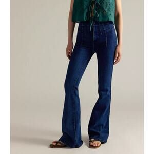 We The Free Free People Jayde High Rise Flare Leg Jean Blue Midnight Size 26 NWT